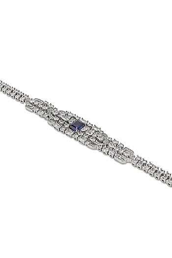 White Gold Finish Zircon & Tanzanite Stone Necklace