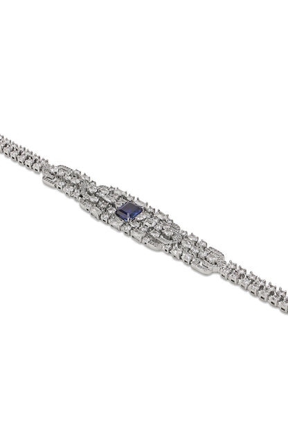 White Gold Finish Zircon & Tanzanite Stone Necklace