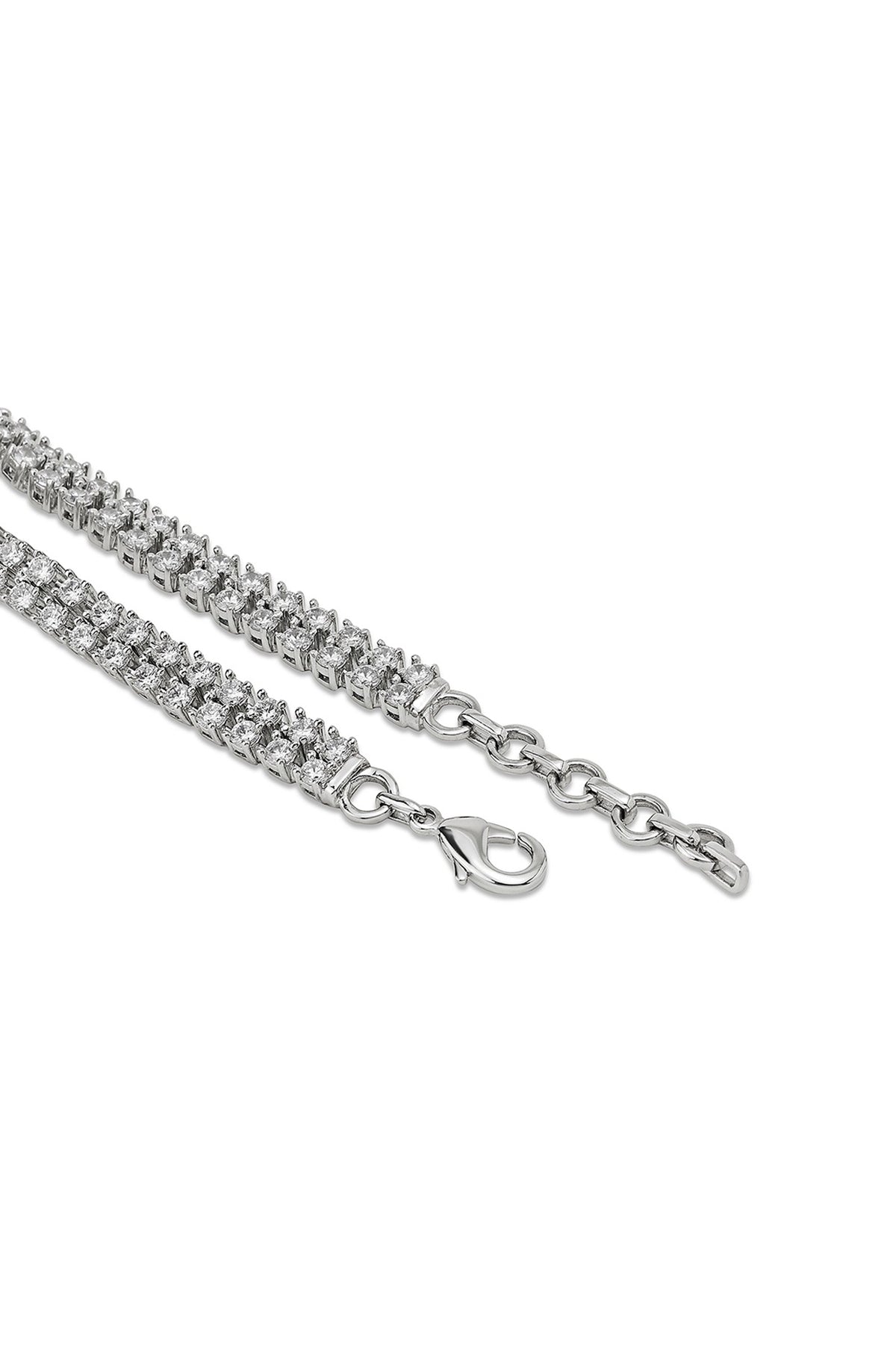 White Gold Finish Zircon & Tanzanite Stone Necklace