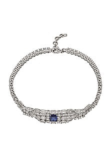 White Gold Finish Zircon & Tanzanite Stone Necklace