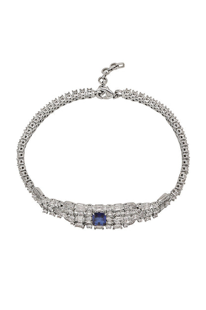 White Gold Finish Zircon & Tanzanite Stone Necklace