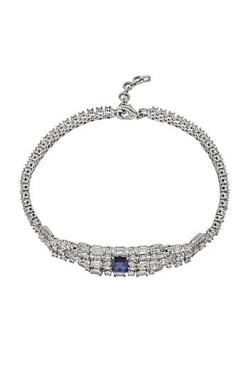White Gold Finish Zircon & Tanzanite Stone Necklace
