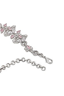 White Gold Finish Zircon & Pearl Necklace