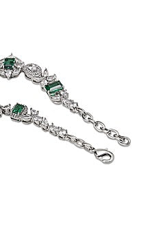 White Gold Finish Zircon & Emerald Bracelet