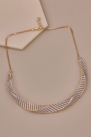 18kt Rose Gold Finish Diamond Weave Necklace