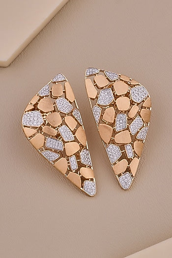 18kt Rose Gold Finish Round-Shaped Diamond Stud Earrings