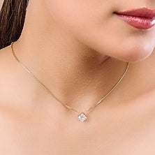 18kt Yellow Gold 1.5ctw Lab Grown Princess Diamond Pendant Necklace