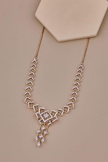 18kt Rose Gold Finish Round-Shaped Diamond Necklace