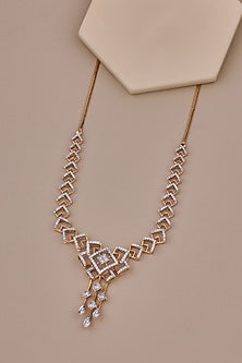 18kt Rose Gold Finish Round-Shaped Diamond Necklace