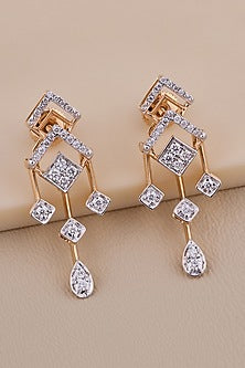 18kt Rose Gold Finish Round-Shaped Diamond Dangler Earrings