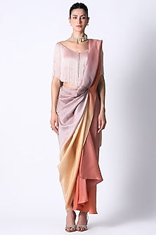 Baby Pink Silk Erica Fringe Top