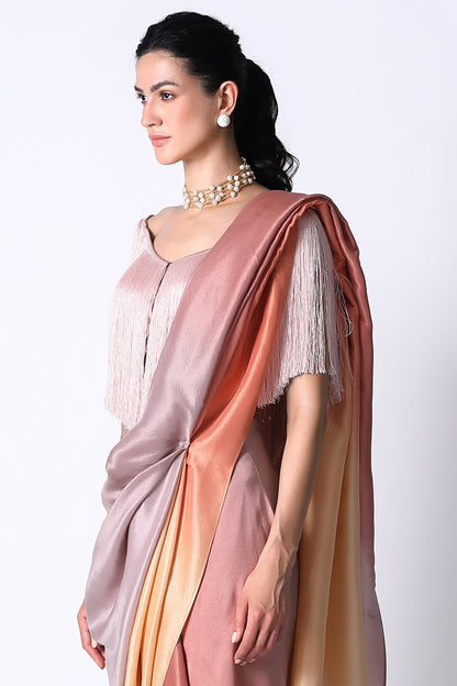 Baby Pink Silk Erica Fringe Top