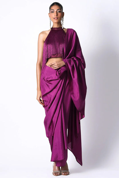 Purple Silk Fringe Top