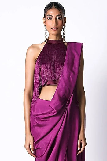Purple Silk Fringe Top