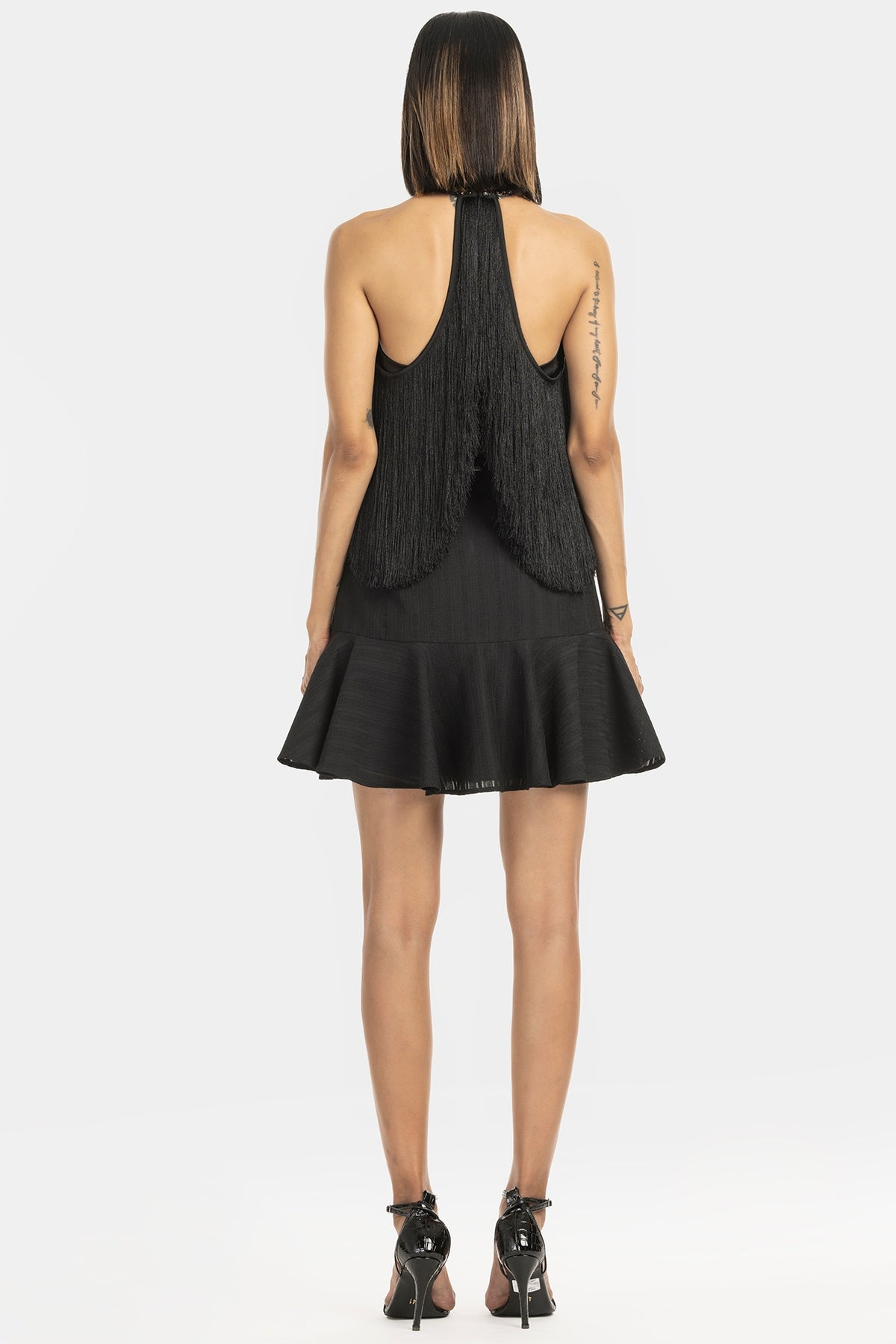 Black Fringe Embellished Top