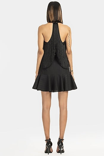 Black Fringe Embellished Top