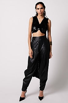 Black Cotton & Fringe Blouse