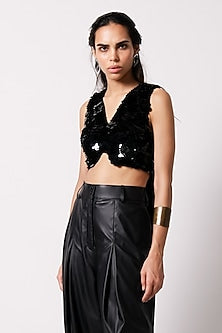 Black Cotton & Fringe Blouse