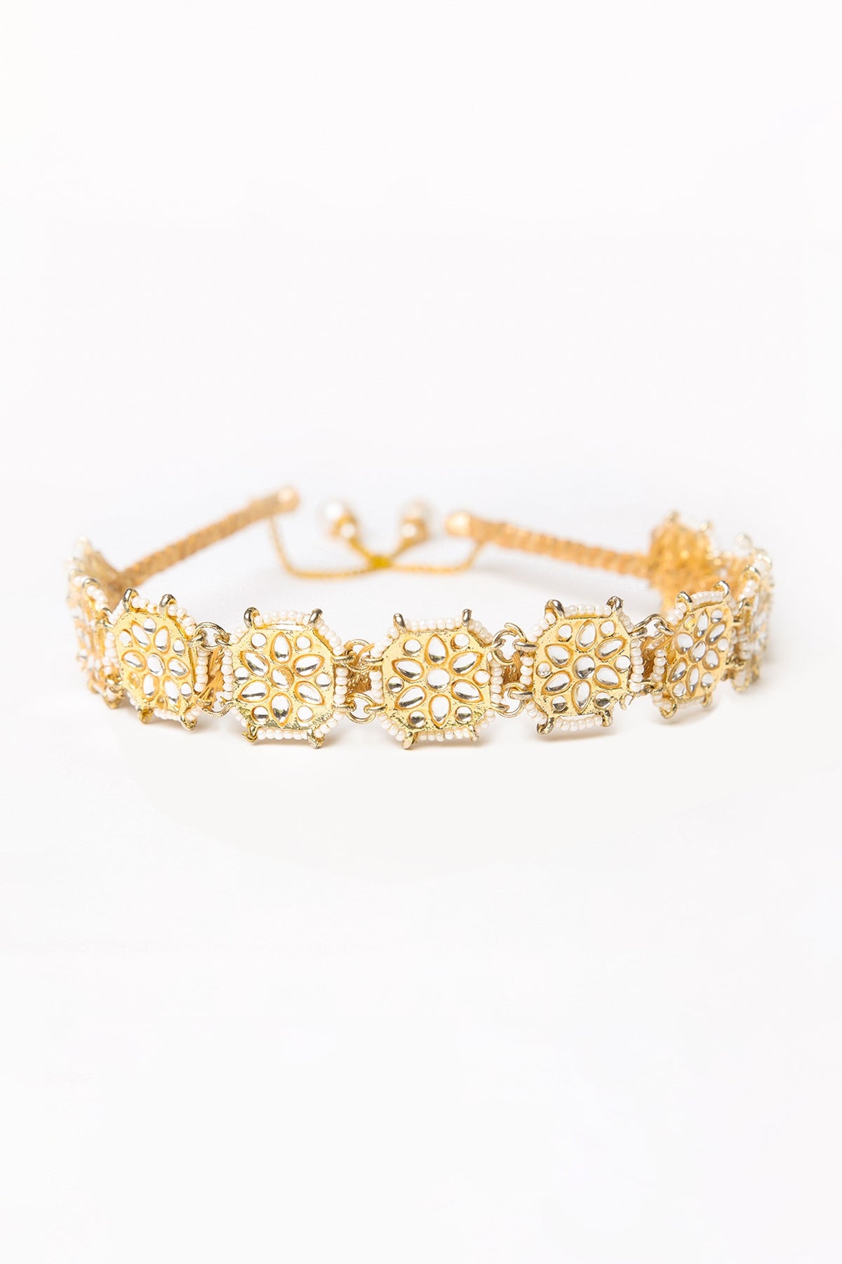 Gold Embroidered String Hairband For Girls
