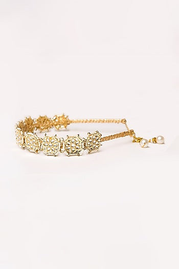 Gold Embroidered String Hairband For Girls