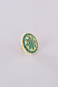 Gold Plated Jadau Kundan Polki Ring