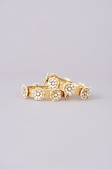 Gold Plated Mother Of Pearl Bangles (Set of 2)