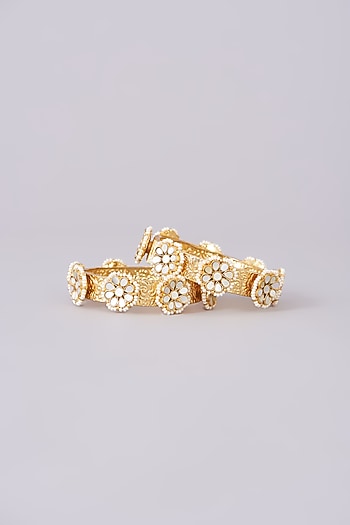 Gold Plated Mother Of Pearl Bangles (Set of 2)