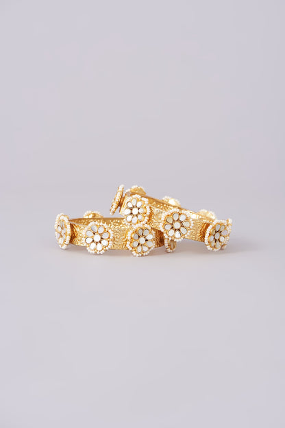 Gold Plated Mother Of Pearl Bangles (Set of 2)