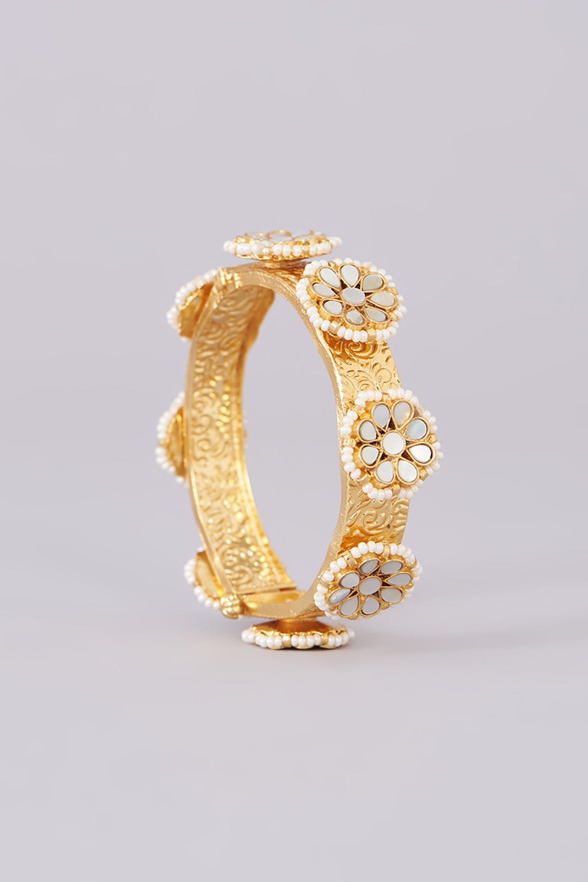 Gold Plated Mother Of Pearl Bangles (Set of 2)
