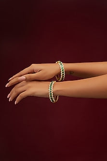 Gold Plated Jadau Kundan Polki Bangles (Set of 2)