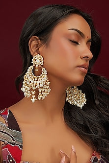 Gold Plated Mother Of Pearl Chandbaali Earrings