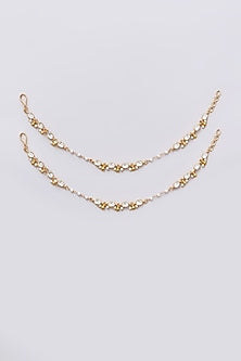 Gold Plated Jadau Kundan Polki Earchains (Set of 2)