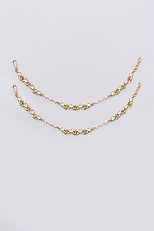 Gold Plated Jadau Kundan Polki Earchains (Set of 2)