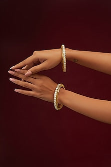 Gold Plated Jadau Kundan Polki Bangles (Set of 2)