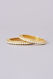Gold Plated Jadau Kundan Polki Bangles (Set of 2)