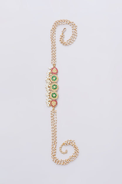 Gold Plated Jadau Kundan Polki Earchains (Set of 2)