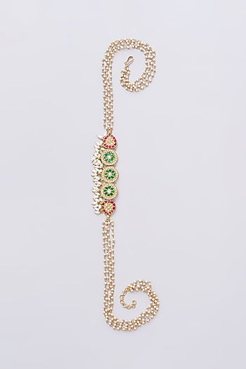 Gold Plated Jadau Kundan Polki Earchains (Set of 2)