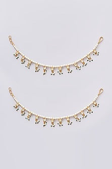 Gold Plated Jadau Kundan Polki Earchains (Set of 2)