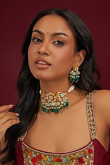 Gold Plated Jadau Kundan Polki Choker Necklace Set