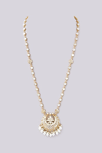 Gold Plated Mother Of Pearl Pendant Necklace