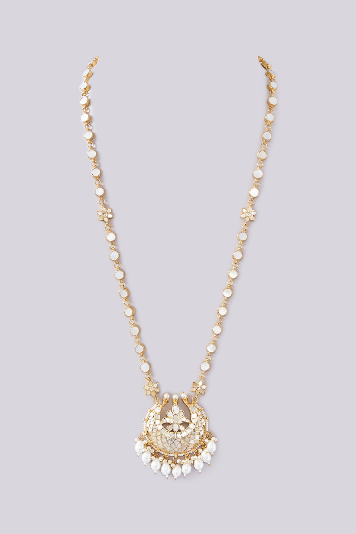 Gold Plated Mother Of Pearl Pendant Necklace