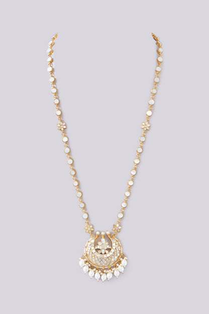 Gold Plated Mother Of Pearl Pendant Necklace