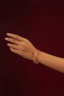 Gold Plated Jadau Kundan Polki Bangles (Set of 2)