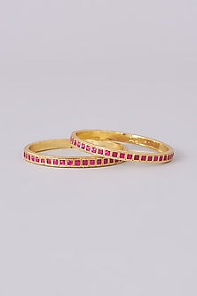Gold Plated Jadau Kundan Polki Bangles (Set of 2)