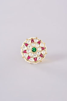 Gold Plated Jadau Kundan Polki Ring