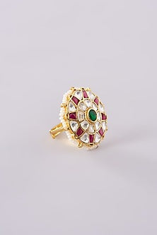 Gold Plated Jadau Kundan Polki Ring