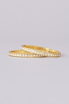 Gold Plated Jadau Kundan Polki Bangles (Set of 2)