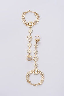 Gold Plated Jadau Kundan Polki Hathphools (Set of 2)
