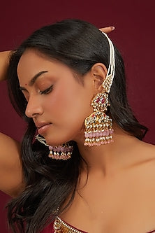 Gold Plated Jadau Kundan Polki Dangler Earrings