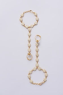 Gold Plated Jadau Kundan Polki Hathphools (Set of 2)